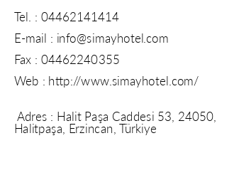 Grand Simay Hotel iletiim bilgileri